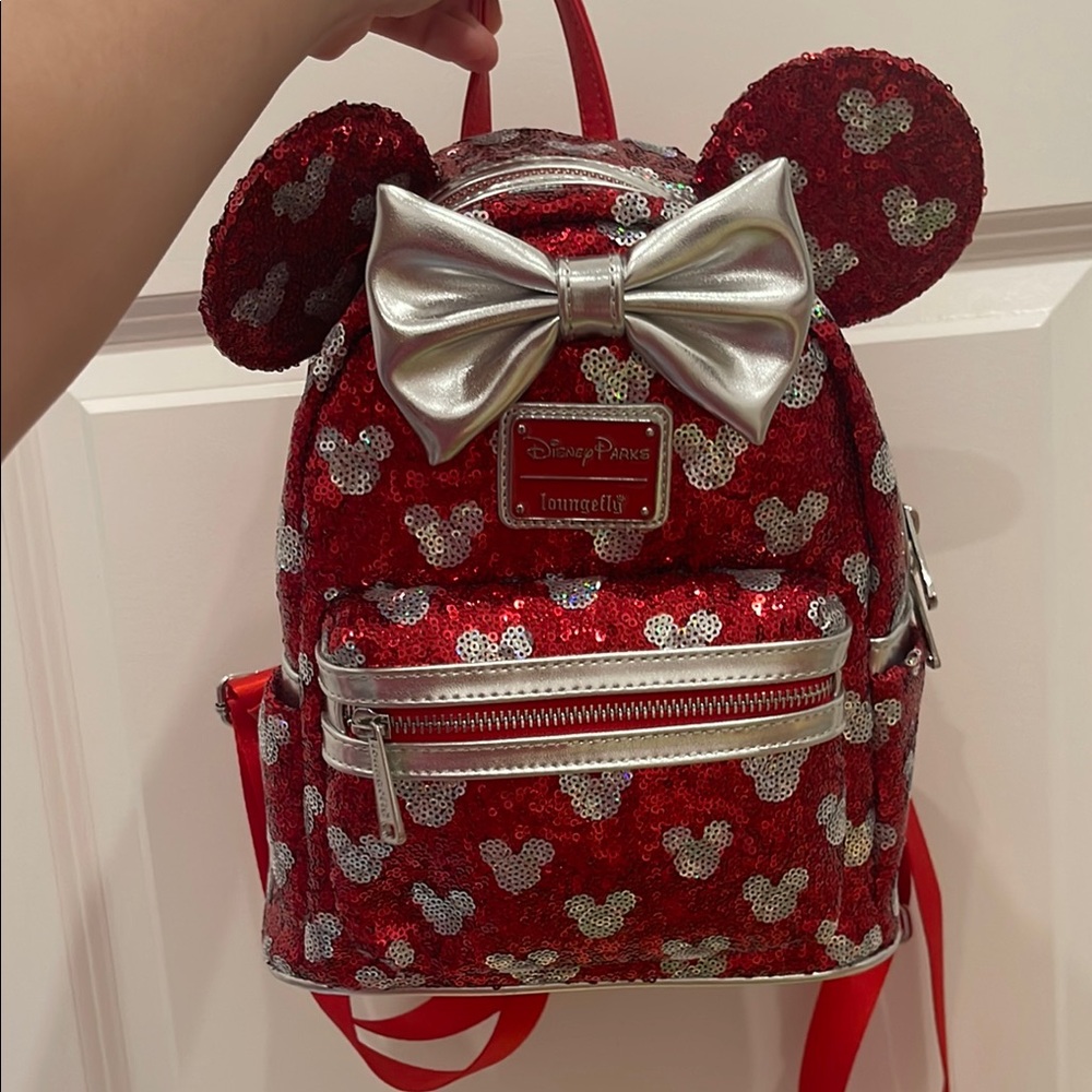 Disney Parks Minnie Mouse Sequined Loungefly Mini Backpack